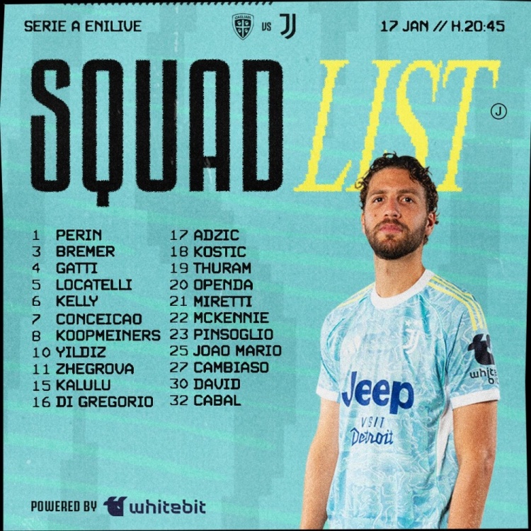 开云体育app下载入口-尤文客战卡利亚里名单：伊尔迪兹、戴维、孔塞桑、布雷默在列